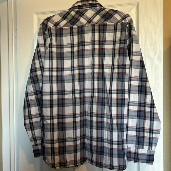 Wrangler men’s western blue and white plaid pearl snap shirt size large - Picture 5 of 8